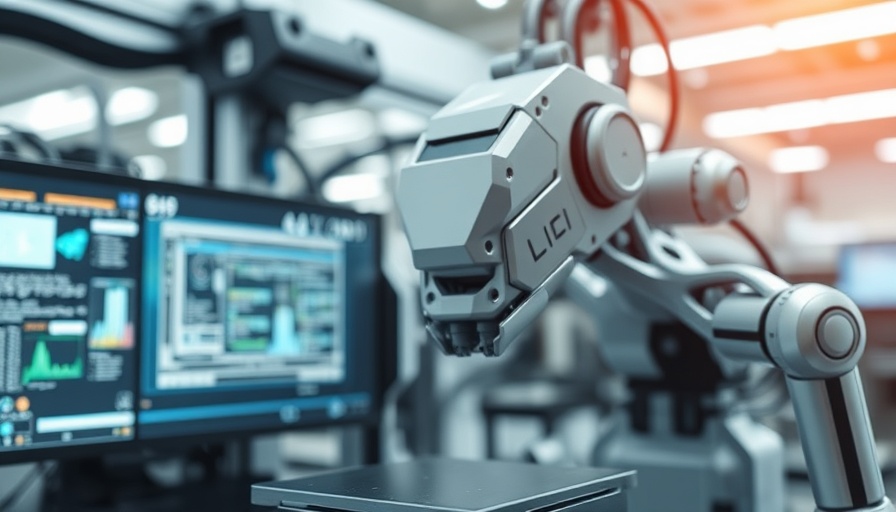 AI nanoprinting machine in a futuristic high-tech lab.