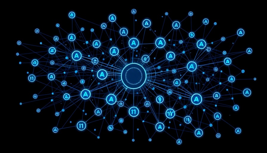 Network diagram of AI agents with interconnected nodes
