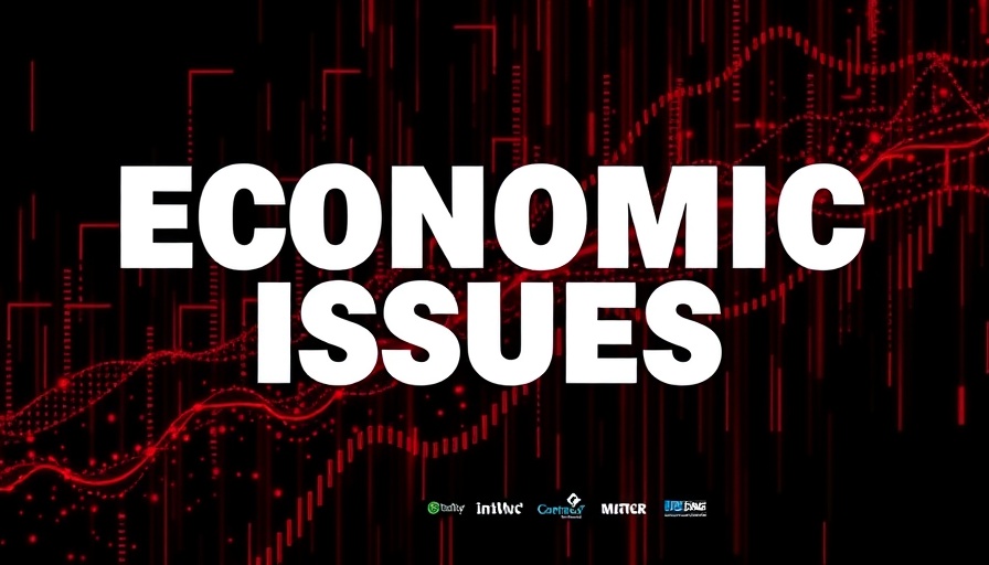 Economic issue poster with white text on a black and red digital background.