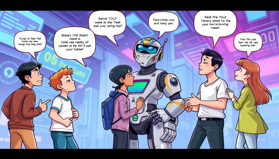 AI Creativity colorful illustration of human and robot interaction.