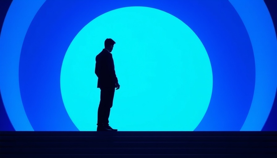 Conceptual personal operating model depicted by figure on blue circular stage.
