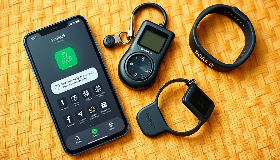 Collection of modern personal safety devices on yellow fabric.