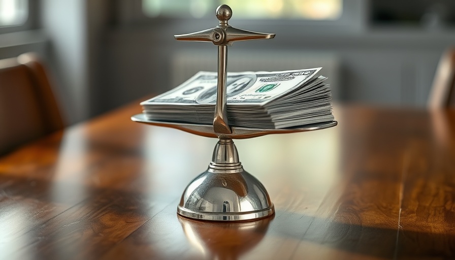 Financial scale balancing stack of money, suggesting valuation and balance.
