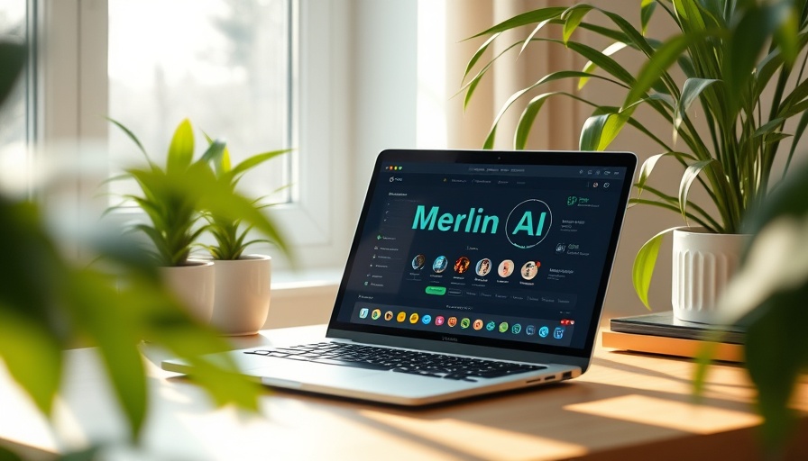 Merlin AI interface on a laptop in a sunlit modern workspace.