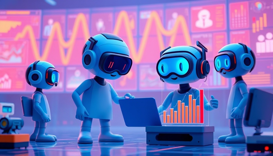 AI supply chain illustration with stylized characters and graphs.