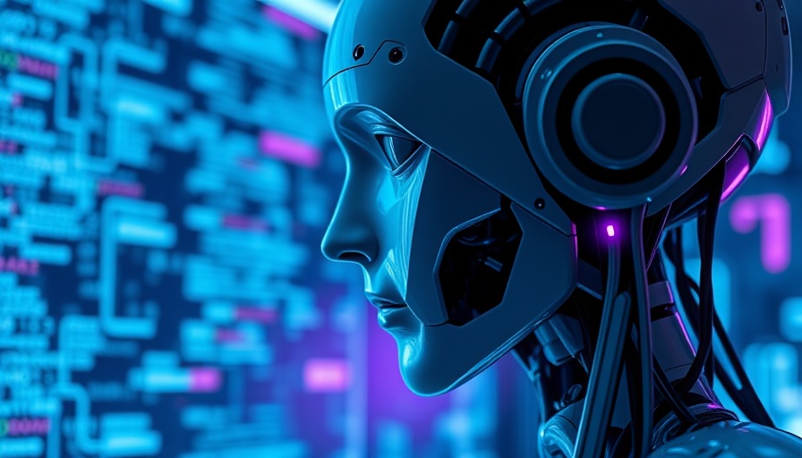 Futuristic AI contemplating ethical dilemmas with binary codes.