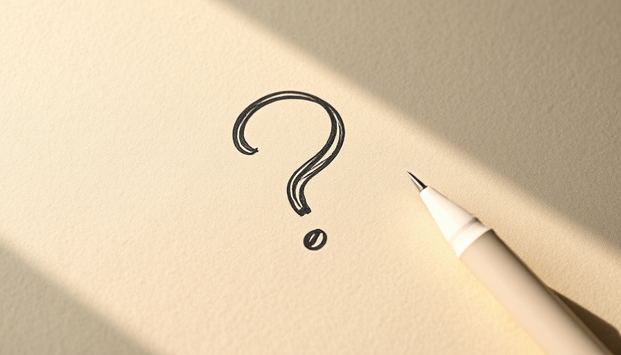 Sketched question mark on paper with pen, bright lighting.