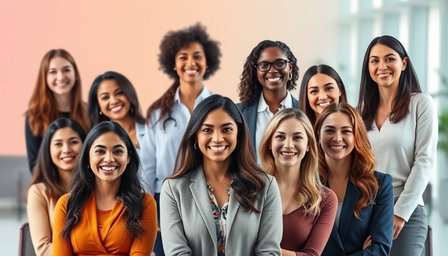 Diverse women in AI research settings, smiling confidently.