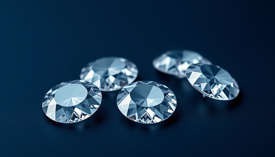 Shining diamonds representing the diamond industry on a blue surface.