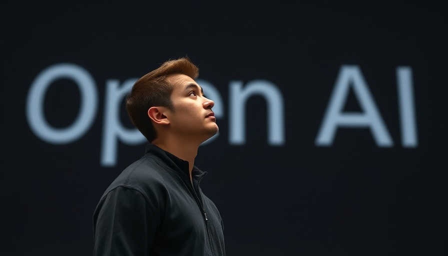 Thoughtful individual in front of OpenAI logo, AI Hardware.