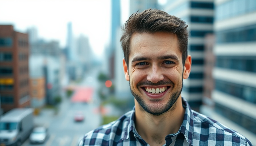 Portrait of a smiling man in a city setting
