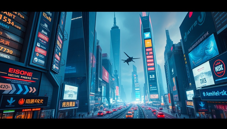 Futuristic cityscape with tech innovations 2024 elements
