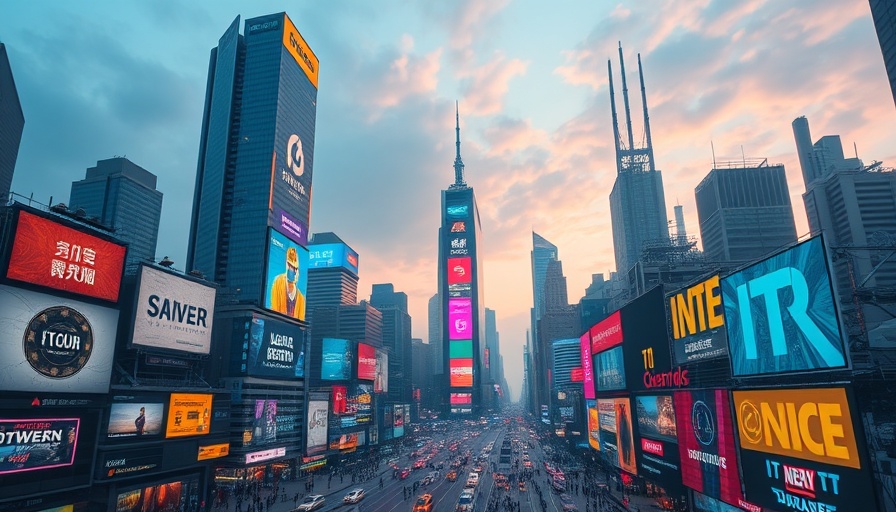 Futuristic cityscape showing IT spending trends for 2025.