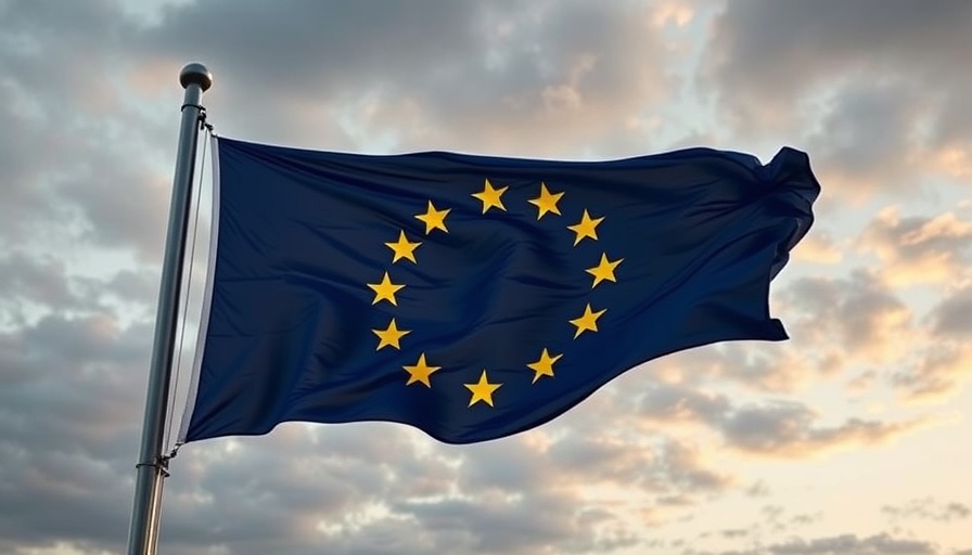BrightAI startup, EU flag with circuit design.