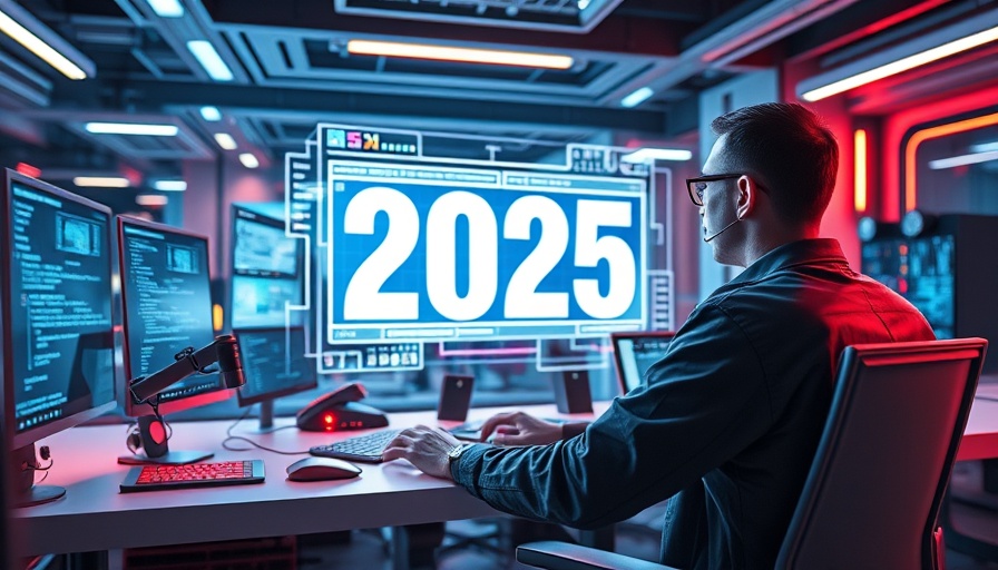 Futuristic workspace displaying developer skills 2025 with advanced tech.
