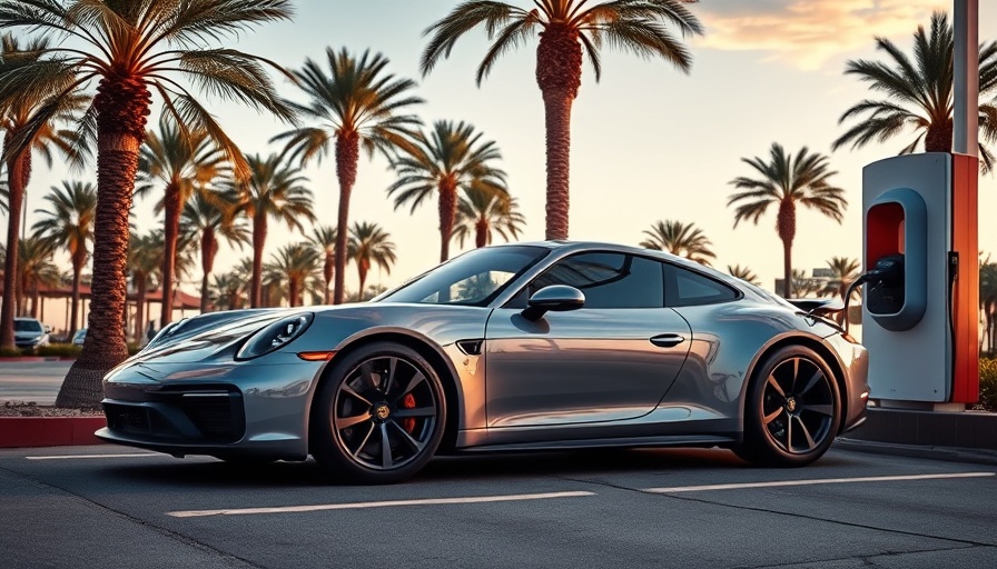 Porsche charging at station reflecting Porsche strategy, urban setting