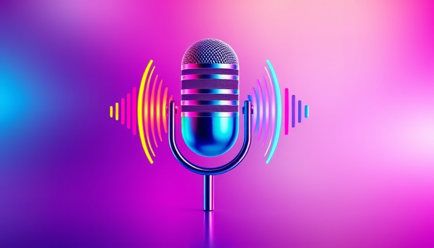 Colorful microphone icon with sound waves, TamGen AI.