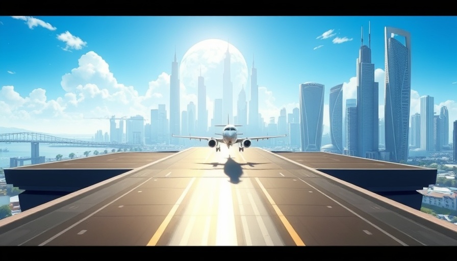 Futuristic city and airplane for business crosswords theme