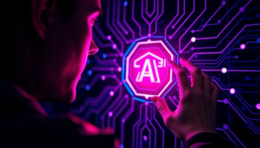 Futuristic AI safety interface with digital circuits.
