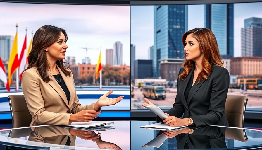 Digital transformation in TV broadcasting with news anchors.