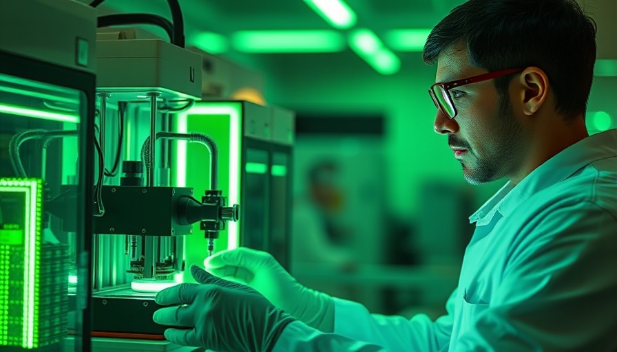 Scientist operating nanoprinting machine in modern lab, showcasing nanoprinting innovation.