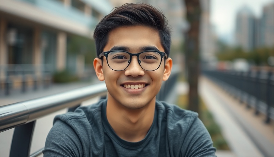 Casual portrait of a man smiling outdoors. AI agents.