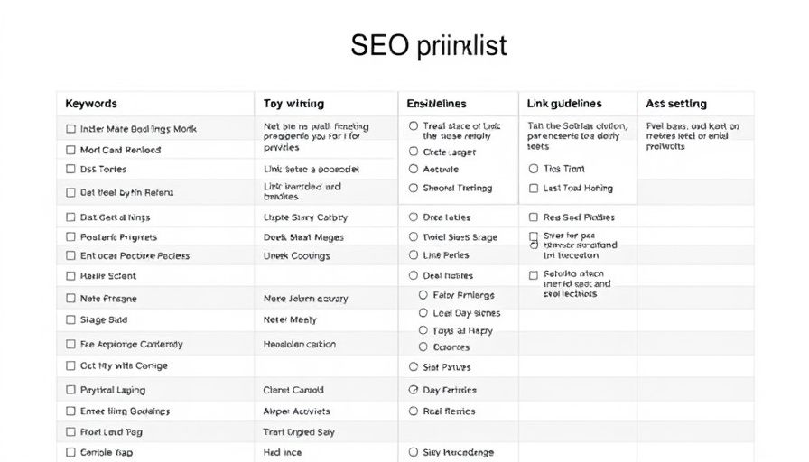 SEO checklist template with keyword guidelines.