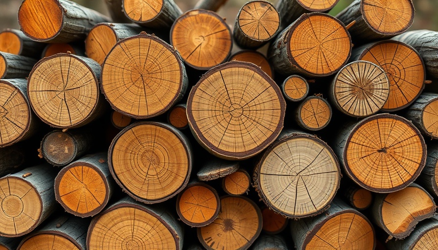 Close-up of stacked wooden logs resembling Syslog tutorial concepts.