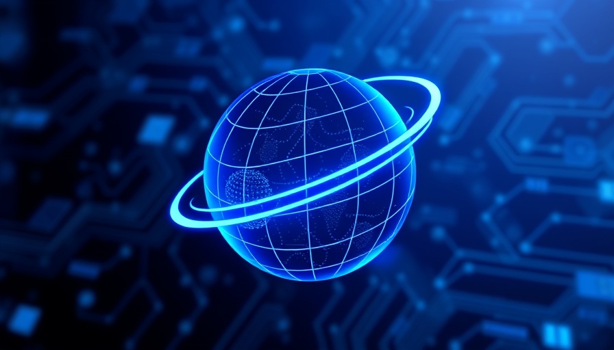 AI creativity impact: futuristic blue sphere logo with orbit design.