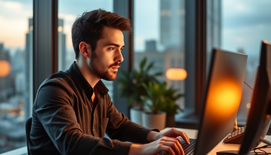 IT productivity scene of professional coding in office.