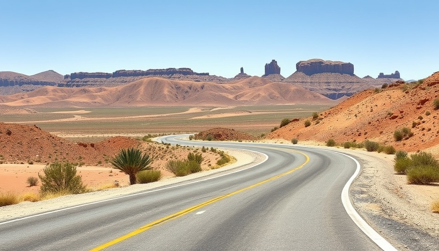 Scenic road through desert landscape highlighting RV living adventures
