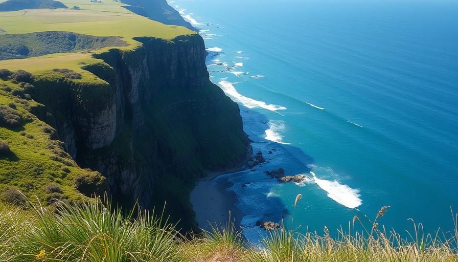 Scenic coastal cliffs with ocean view and lush greenery