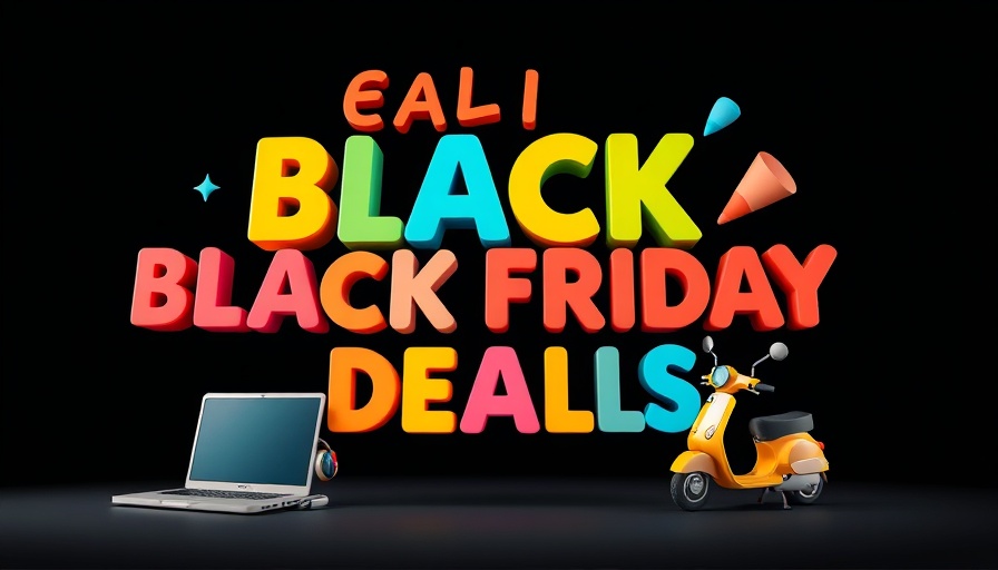 Early Black Friday Deals graphic with 3D text and tech items.