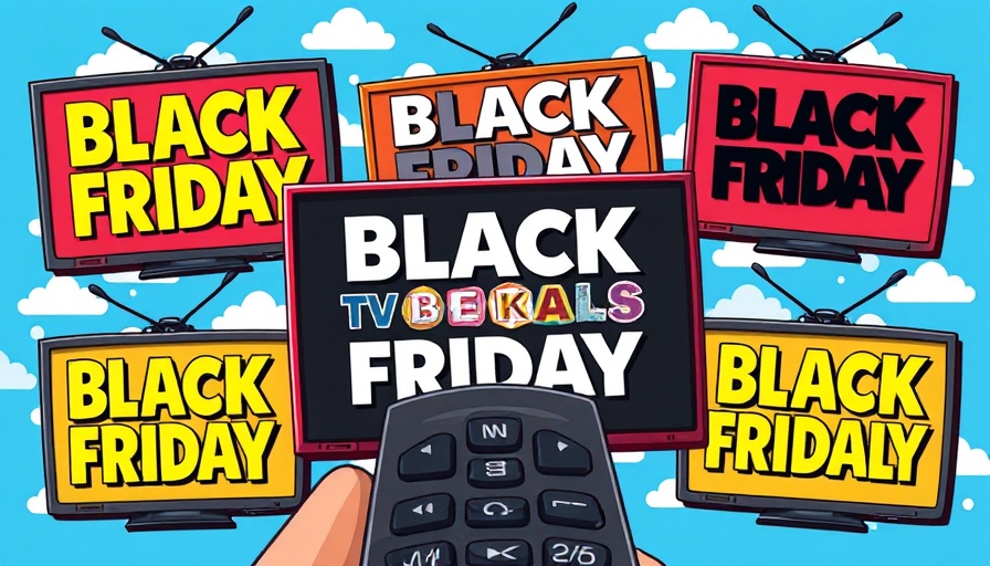 Vibrant Black Friday TV deals collage illustration.