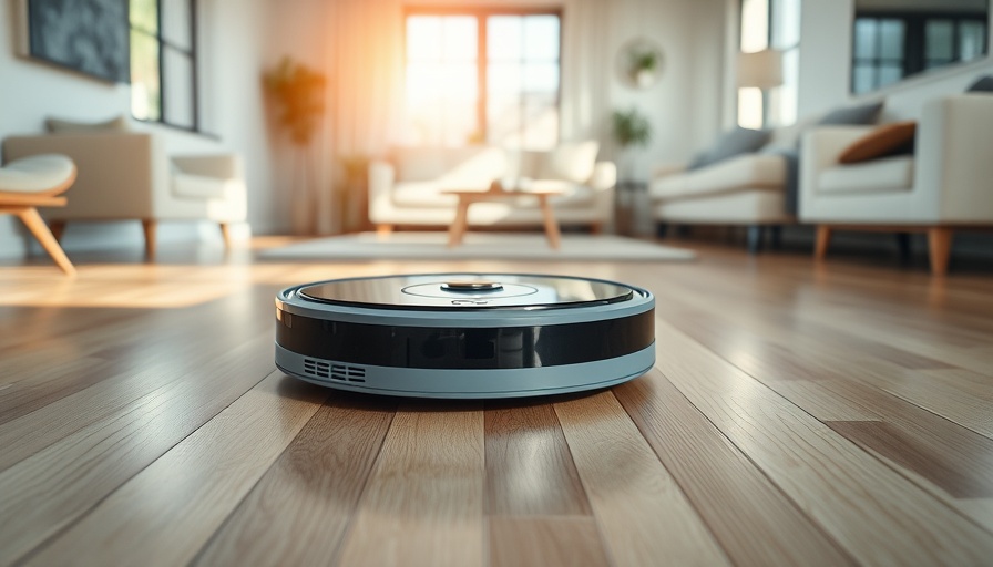 Modern robot vacuum on hardwood floor showcasing deals