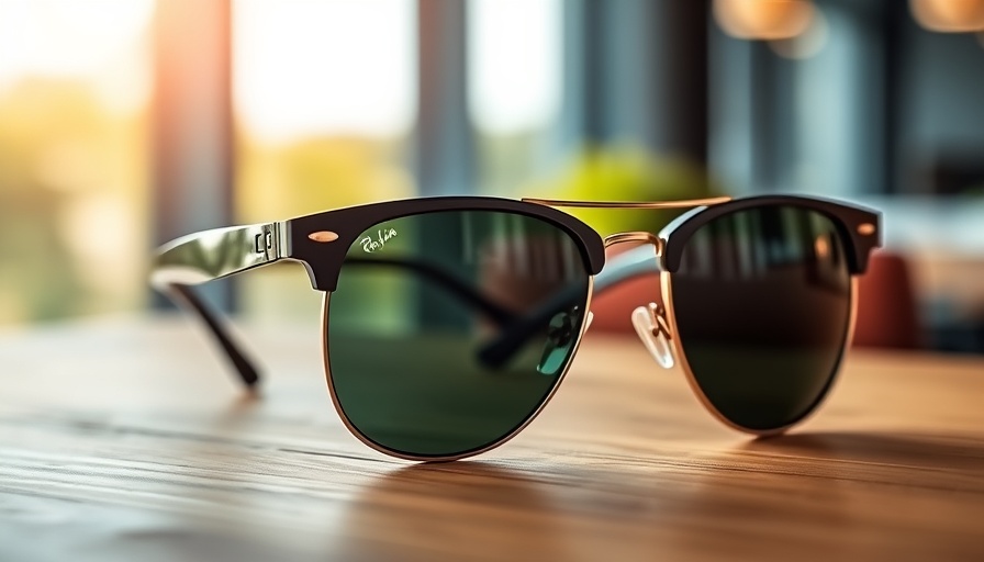 Stylish Meta Ray-Bans with high-tech features on a wooden surface.