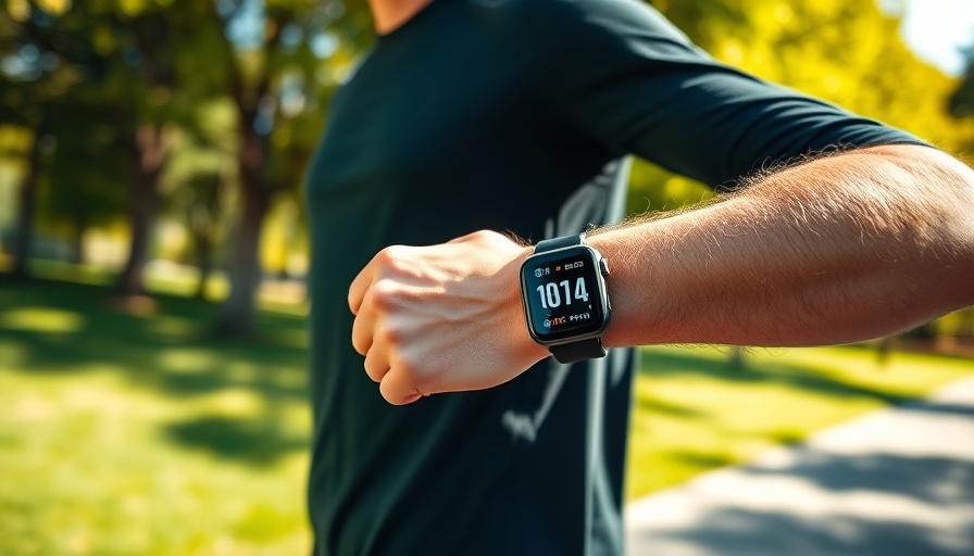 Smart Wearables on jogger in sunny park setting.