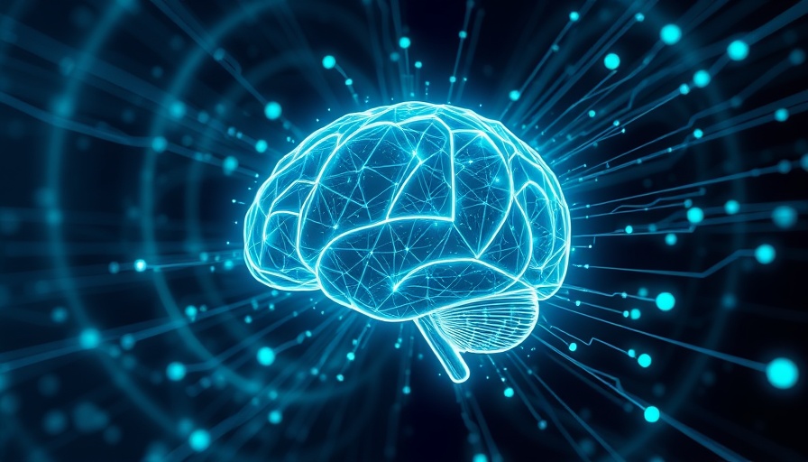 Generative AI concept with holographic brain and data streams.