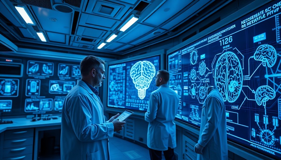 Generative AI in futuristic lab with holographic displays.
