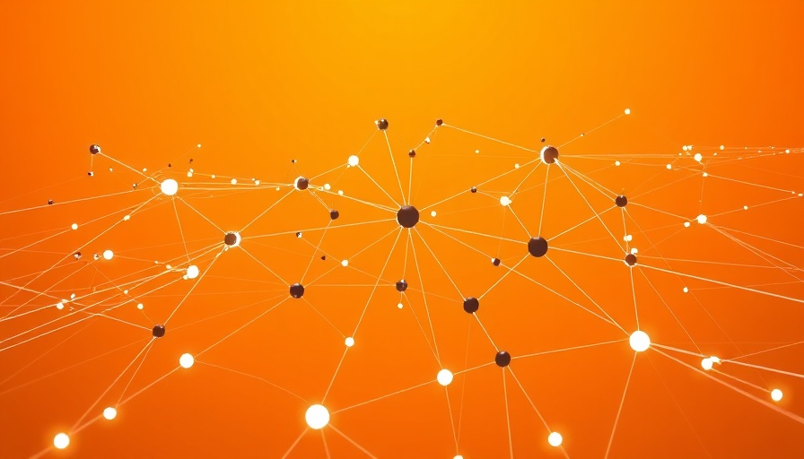 Abstract network symbolizing AI infrastructure with orange background