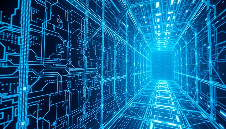Gendo AI architecture futuristic digital design with circuits and nodes.