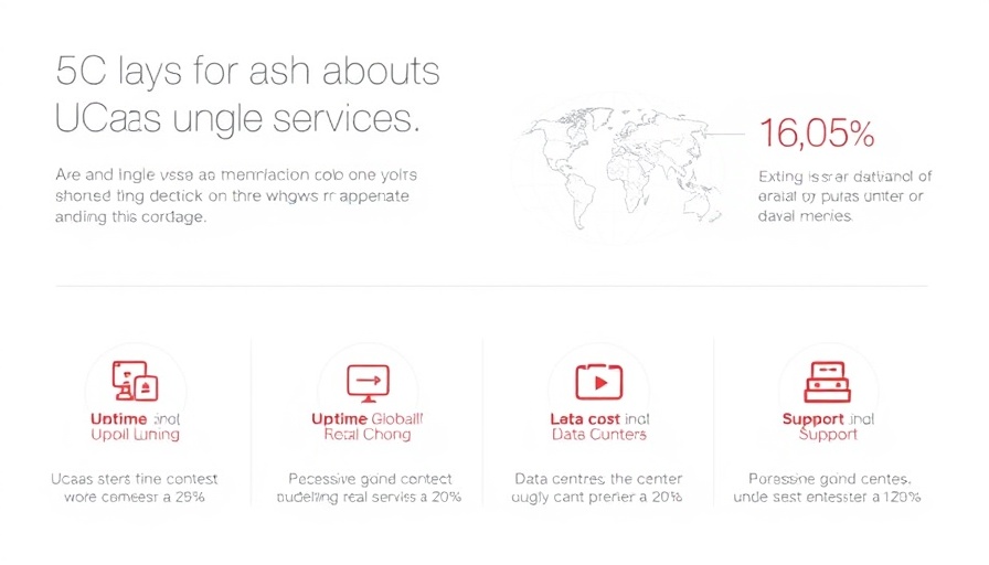 UCaaS providers global reach infographic with statistics.