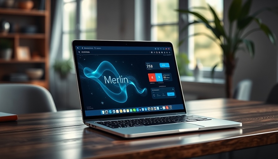 Merlin AI interface on laptop, trusted by users globally.