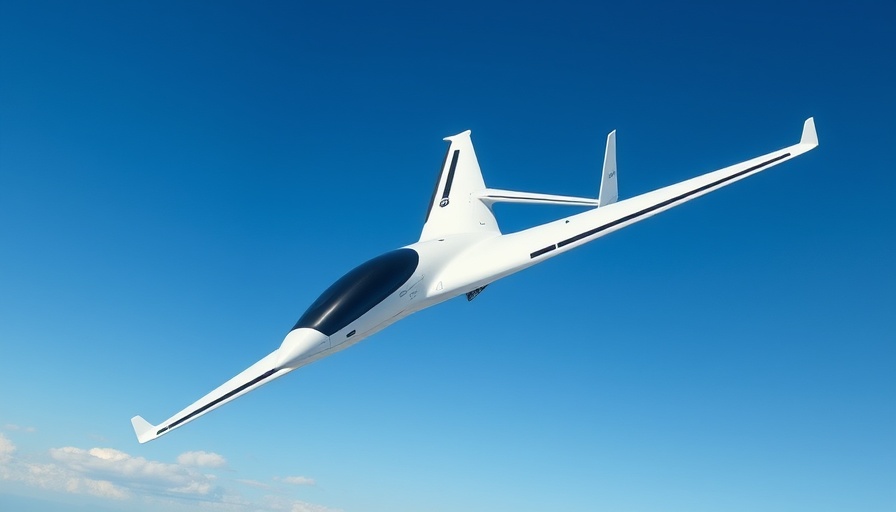 Futuristic electric airplane soaring in clear skies for electric aviation.
