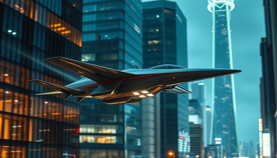 Futuristic Vertical Aerospace aircraft in cityscape, advanced design.
