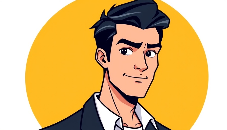 Cartoon portrait of a man on a yellow background.