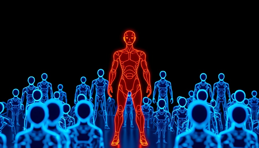 Digital logistics concept with neon figures highlighting connectivity.