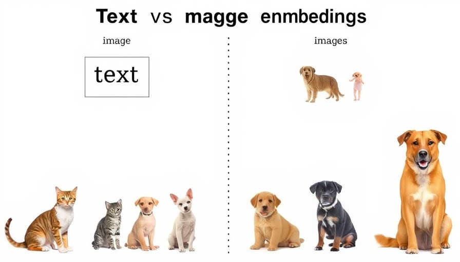 Diagram illustrating text and image embeddings with animal examples for multimodal embeddings.