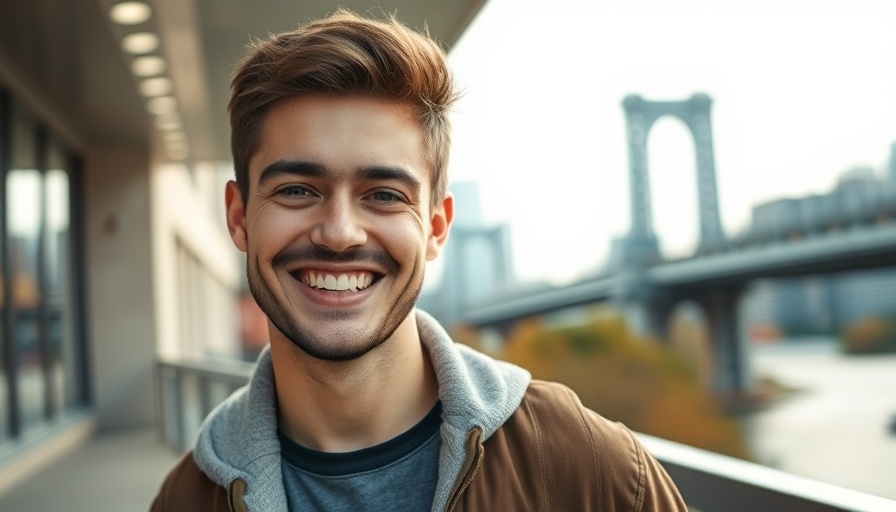 Casual young man smiling outdoors with city backdrop, OLMo 2 models