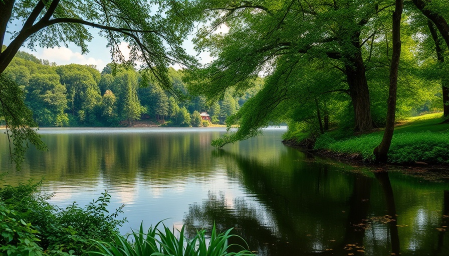Peaceful RV living Connecticut lakeside scenery with trees and water